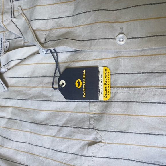 FayetteChill Cream Striped Button Down, M - Picture 9 of 9